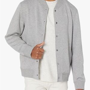 Vince Light Gray Snap-Front Bomber Jacket